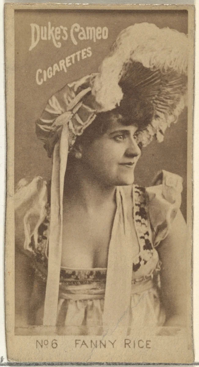 Card Number 6, Fanny Rice, from the Actors and Actresses series (N145-4) issued by Duke Sons & Co. to promote Cameo Cigarettes by W. Duke, Sons & Co., photograph, 1880-1889