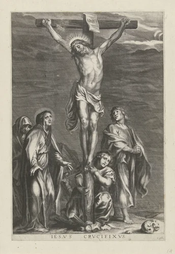 Christus aan het kruis by anonymous, print, 1650-1678