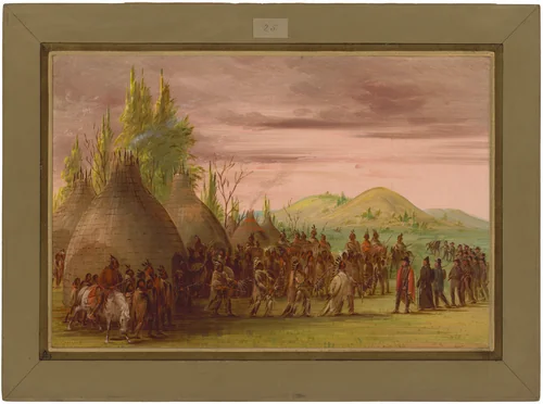 La Salle Received in the Village of the Cenis Indians. May 6, 1686 by George Catlin, painting, 1847-1848
