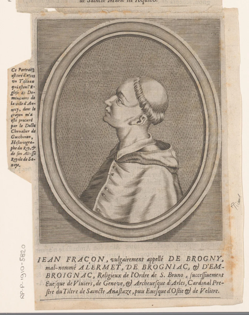 Portret van Jean Allarmet de Brogny by Etienne Picart, print, 1660