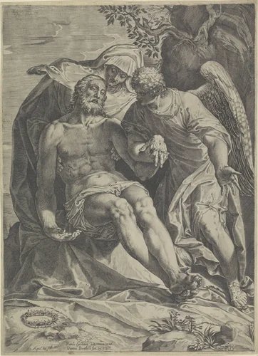 Maria met het lichaam van Christus (Pietà) by Unknown, print, 1582