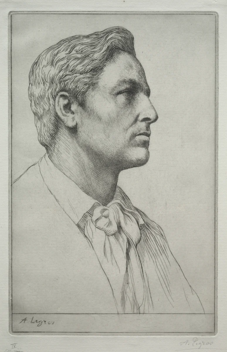 Portrait of Sir Charles Holroyd by Alphonse Legros, print, 1857-1911