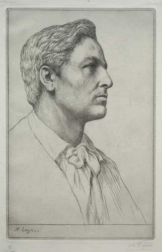 Portrait of Sir Charles Holroyd by Alphonse Legros, print, 1857-1911