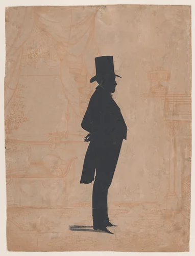 Silhouette of an unknown man in a top hat and tails by William Henry Brown, other, 1828-1883