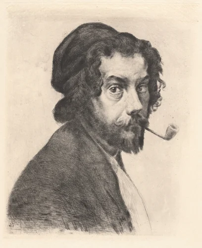 Self-Portrait wih Pipe by Marcellin Gilbert Desboutin, print, 1879