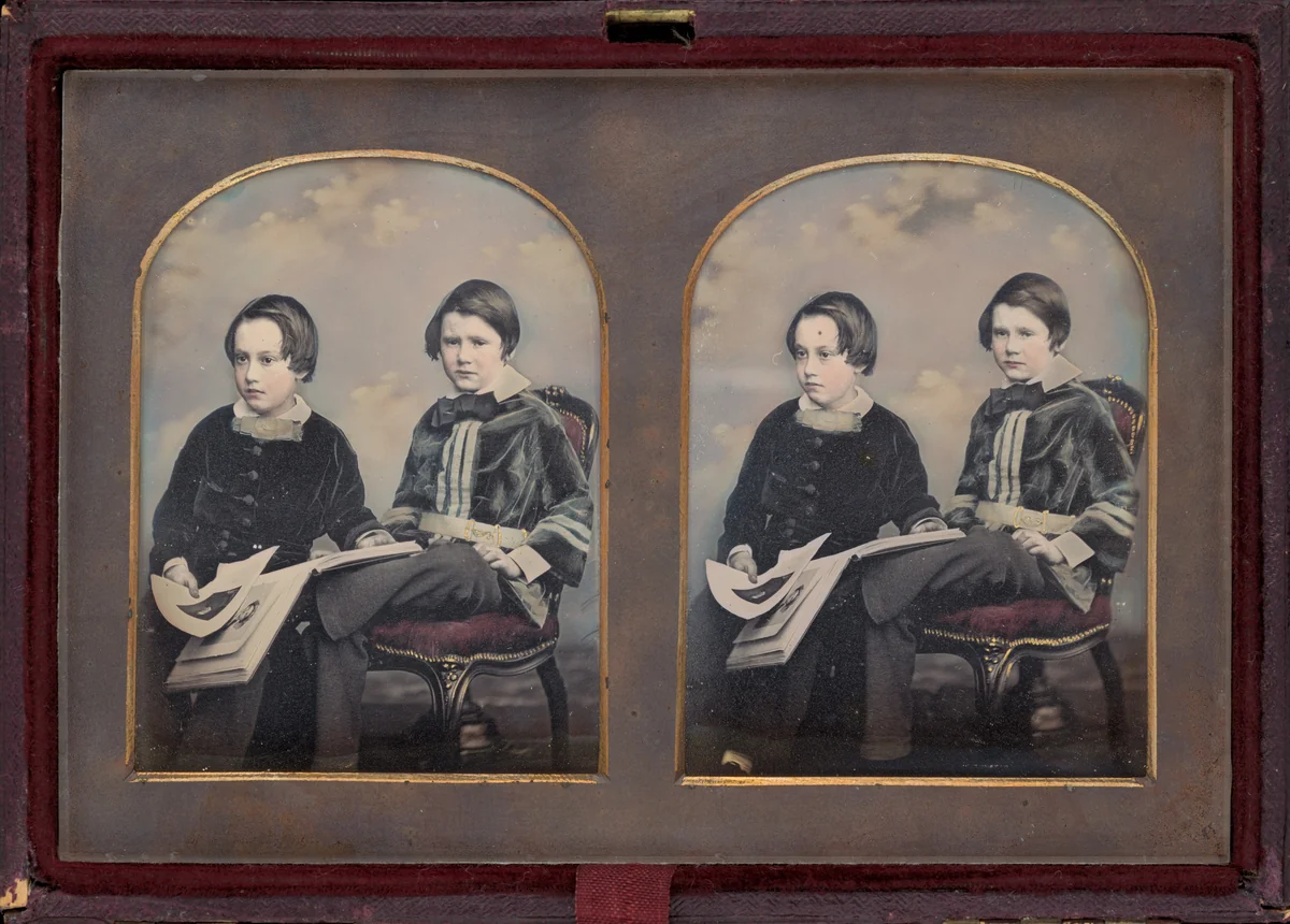 Portrait of Two Boys by William Edward Kilburn, photograph, 1850-1859