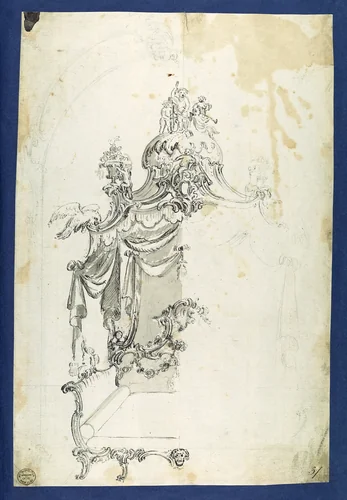 Unfinished Design for a Bed, in Chippendale Drawings, Vol. I by Thomas Chippendale, drawing, 1748-1758