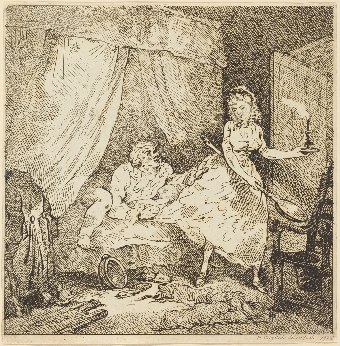 A Bed-warmer by Thomas Rowlandson, print, 1785