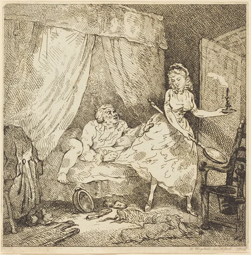A Bed-warmer by Thomas Rowlandson, print, 1785