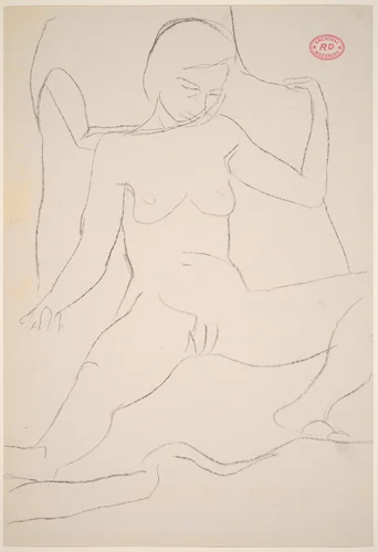 Untitled [female nude with legs apart] by Richard Diebenkorn, drawing, 1955-1967