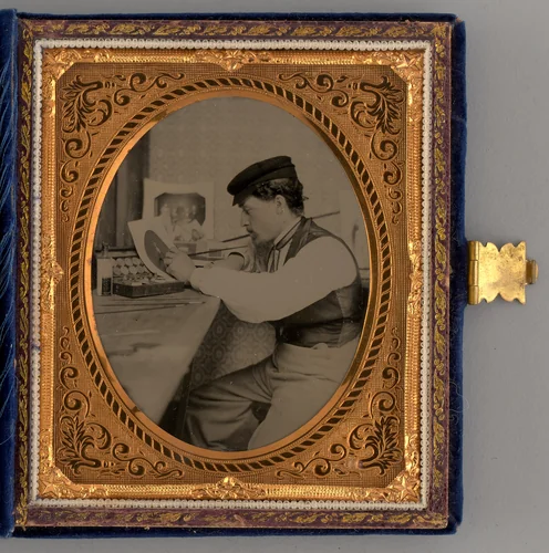 Untitled (Portrait of a Man Painting) by Unknown maker, other, 1865