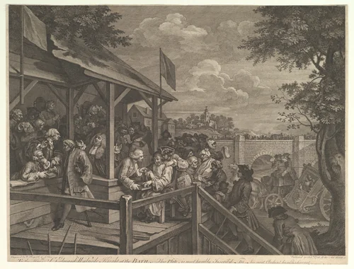 The Polling, Plate III: Four Prints of an Election by William Hogarth, print, 1758