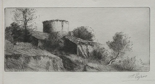 The Pigeon Tower by Alphonse Legros, print, 1857-1911
