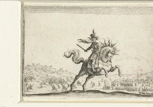 Bevelhebber te paard by Jacques Callot, print, 1621