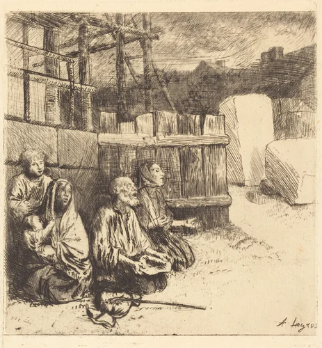 English Beggars (Les mendiants anglais) by Alphonse Legros, print, 1875