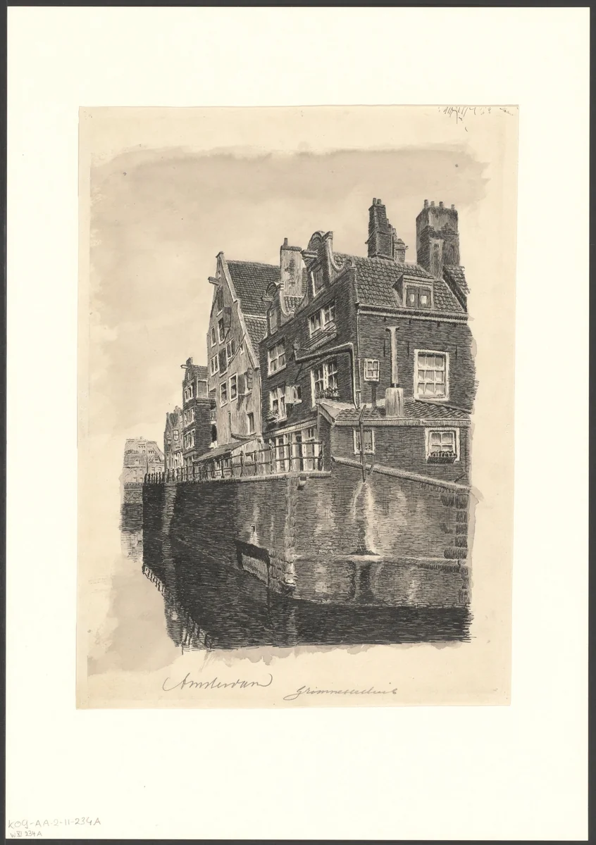 Gezicht op de Grimnessesluis by anonymous, drawing, 1900-1950