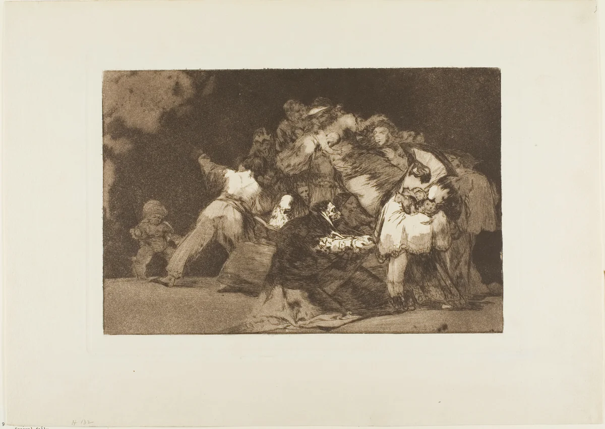 The Claws of a Cat and the Dress of a Devotee - similar to Vice is often clothed in Virtue's habit, plate nine from Los Proverbios by Francisco José de Goya, print, 1815-1824