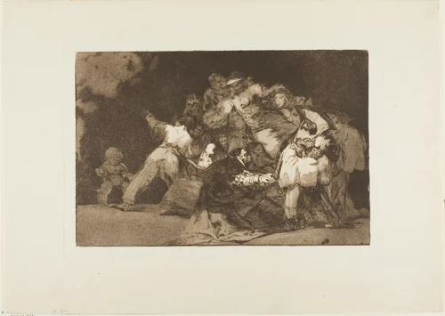 The Claws of a Cat and the Dress of a Devotee - similar to Vice is often clothed in Virtue's habit, plate nine from Los Proverbios by Francisco José de Goya, print, 1815-1824