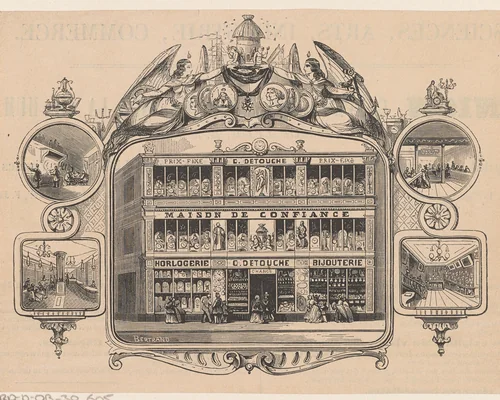 Horlogerie en bijouterie C. Detouche te Parijs by Isaac Weissenbruch, print, 1836-1912