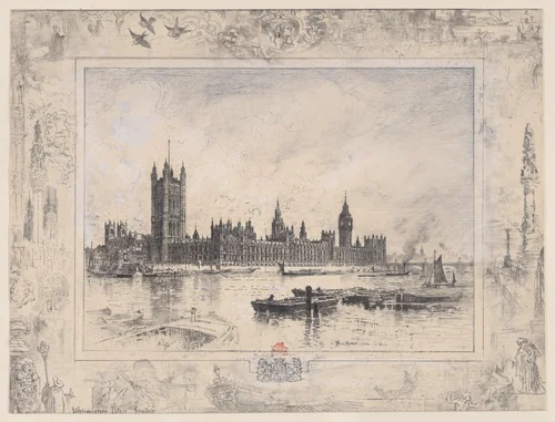 Westminster Palace by Félix Hilaire Buhot, print, 1884