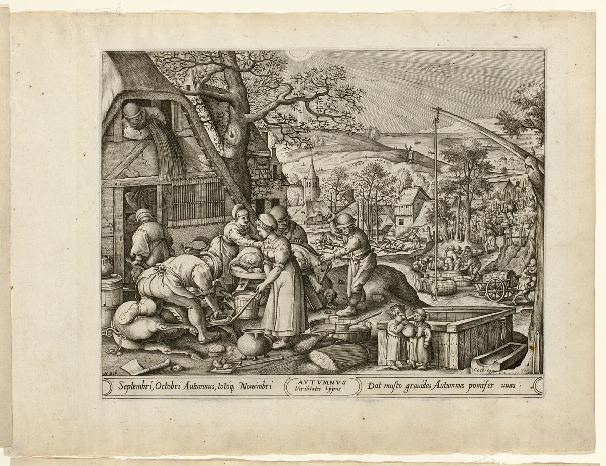 Autumn, from The Four Seasons by Pieter van der Heyden, print, 1570