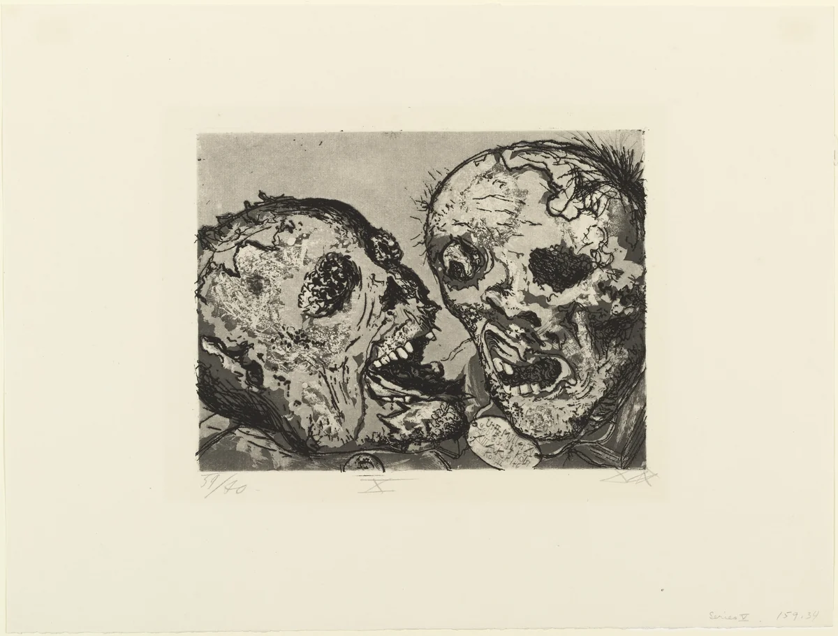 Dead Men before the Position near Tahure (Tote vor der Stellung bei Tahure) from The War (Der Krieg) by Otto Dix, print, 1924