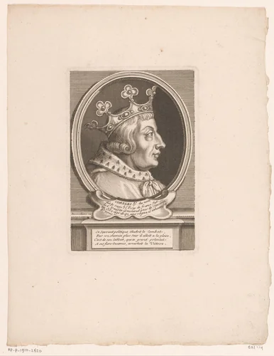Portret van Karel V, koning van Frankrijk by Étienne Desrochers, print, 1726