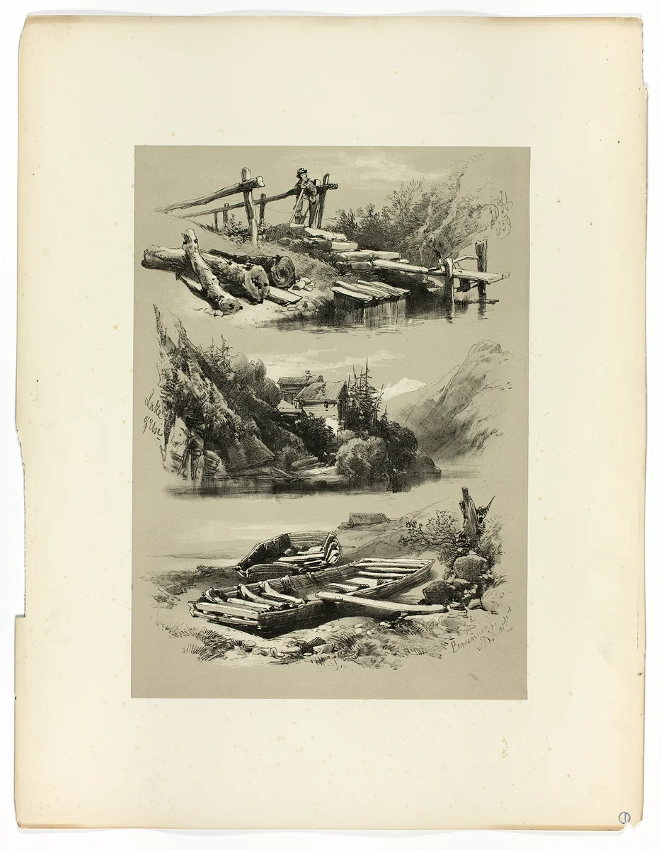 Lake of Uri and Brunnen, from Picturesque Selections by James Duffield Harding, print, 1859