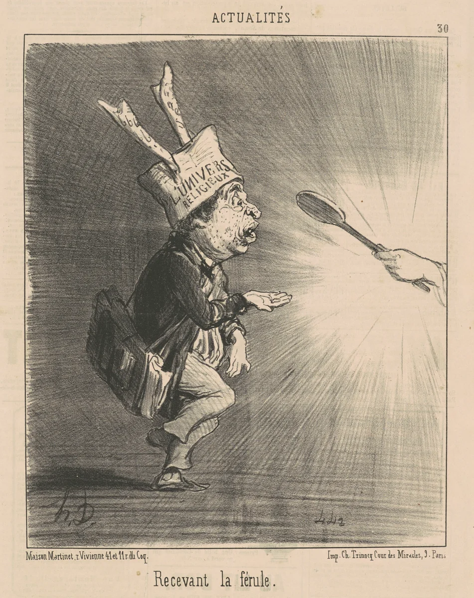 Recevant la férule by Honoré Daumier, print, 1852