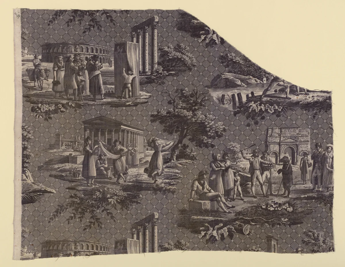 Les Monuments du Midi (Monuments of the South of France) (Furnishing Fabric) by Hippolyte Lebas
Bartolomeo Pinelli
Nicolas Auguste Leisnier, textile, 1811-1818