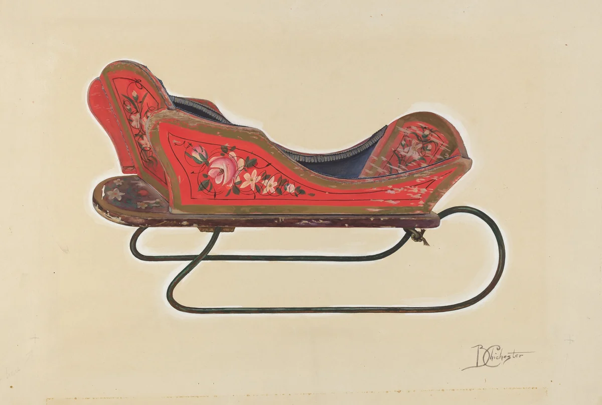 Doll Sleigh by Beverly Chichester, index of american design, 1937