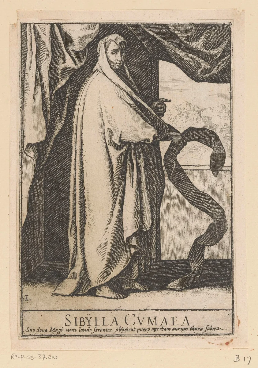 Sibille van Cumae by Raffaello Schiaminossi, print, 1606-1609