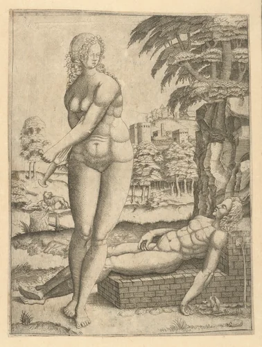 Pyramus en Thisbe by Frans Crabbe van Espleghem, print, 1490-1552
