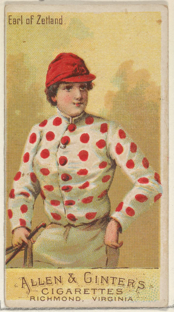 Earl of Zetland, from the Racing Colors of the World series (N22a) for Allen & Ginter Cigarettes by Allen & Ginter, print, 1888