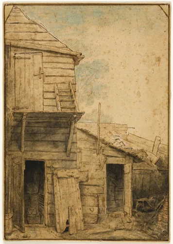 Farmyard by Adriaen van Ostade, drawing, 1630-1684