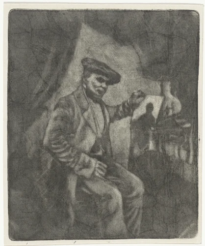 Portret van een kunstenaar by Eberhard Cornelis Rahms, print, 1854-1907