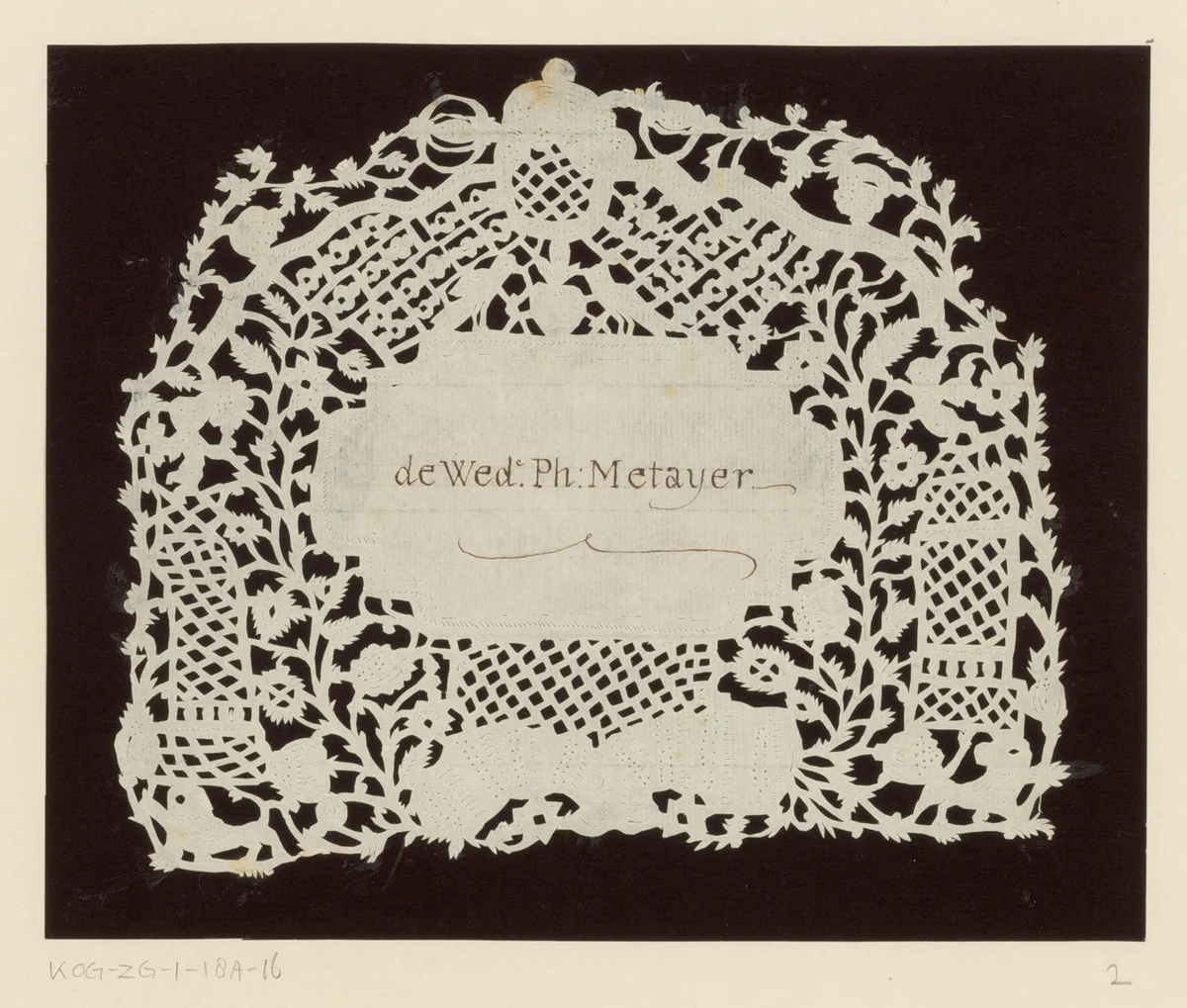 Huwelijksknipsel voor weduwe van Philippe Metayer by anonymous, other, 1750-1849