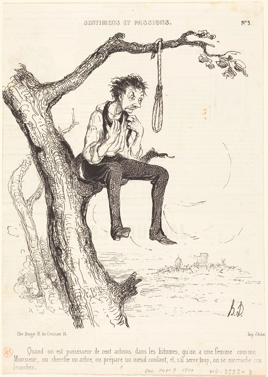 Quand on est possesseur de cent actions... by Honoré Daumier, print, 1840