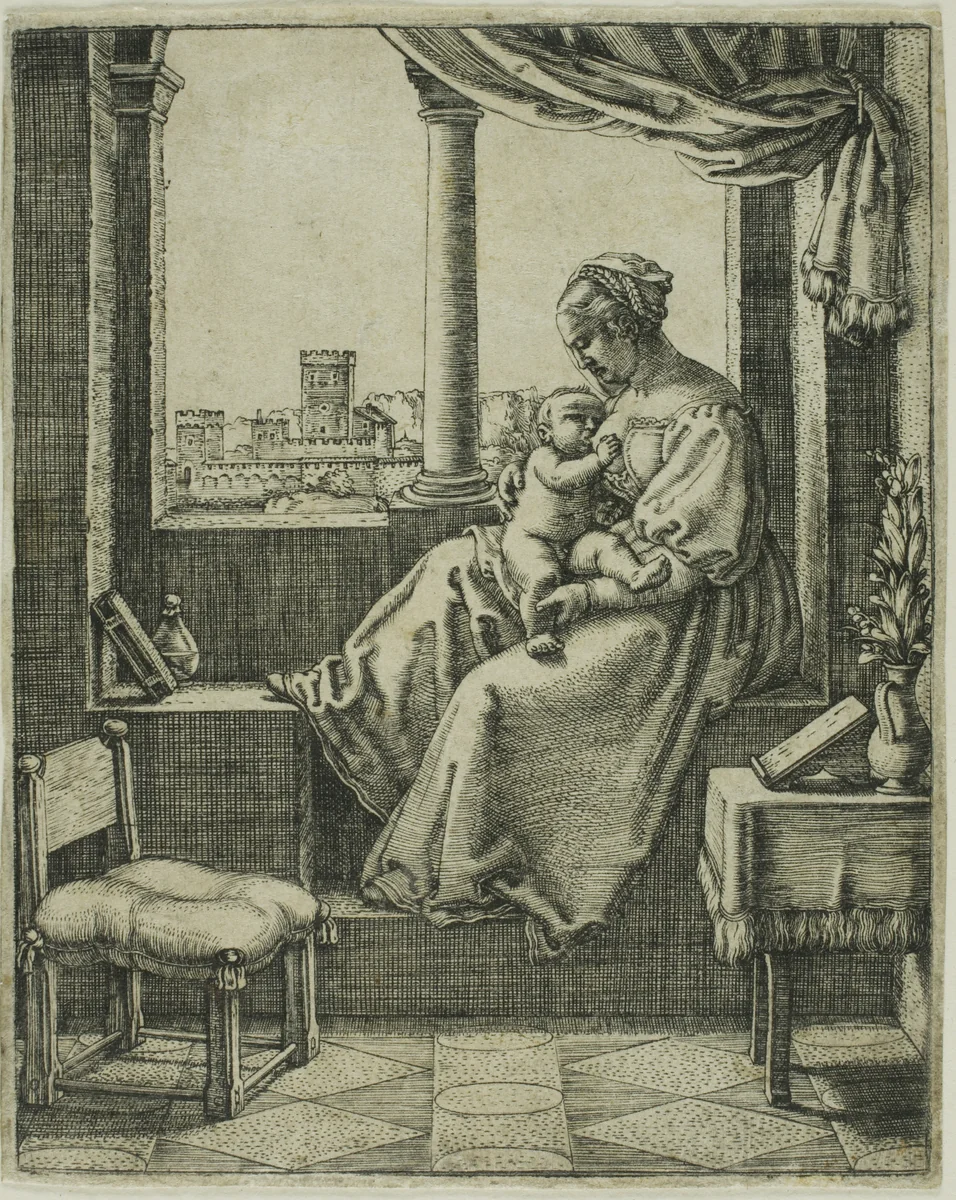 Virgin and Child by the Window by Barthel Beham, print, 1522-1540