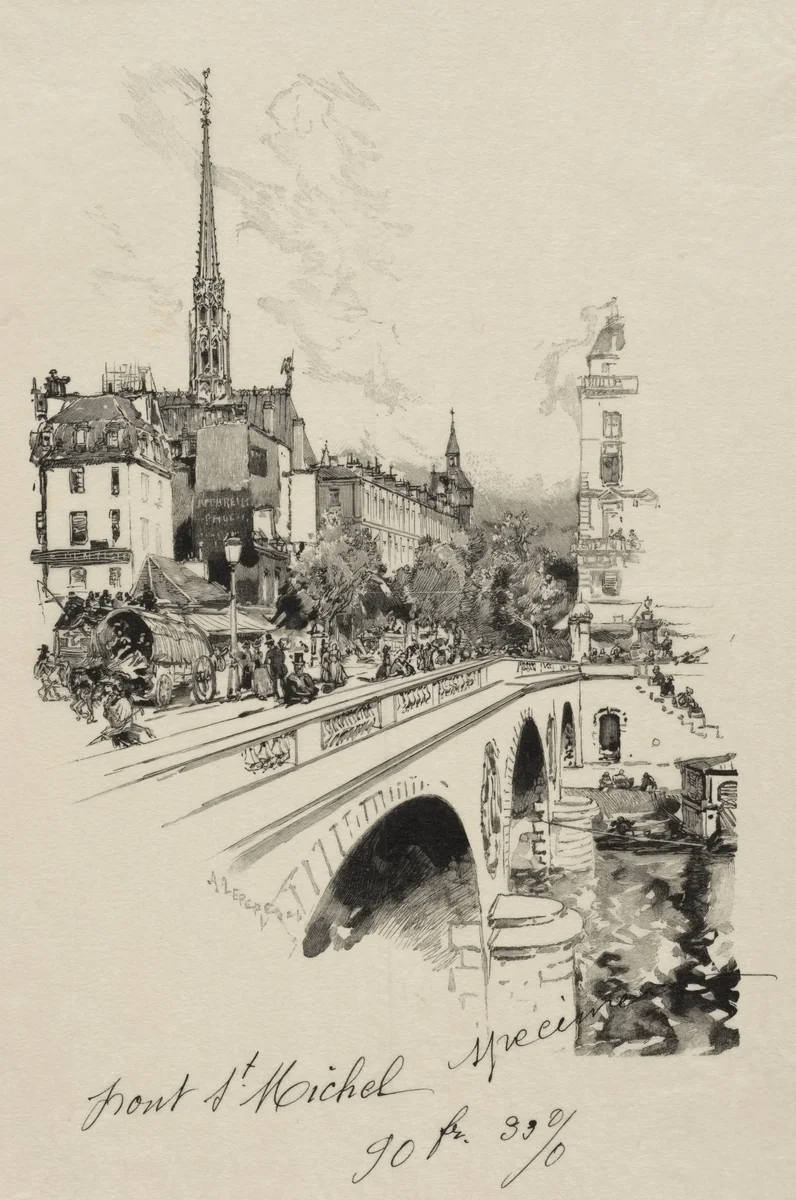Le Pont Saint-Michel by Auguste Louis Lepère, print, 1890
