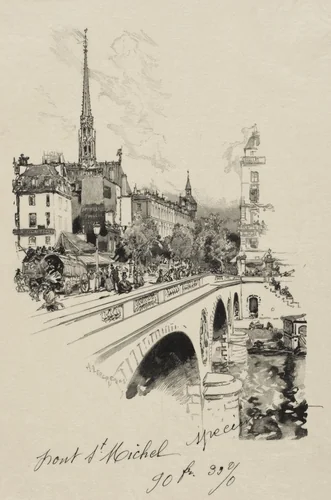 Le Pont Saint-Michel by Auguste Louis Lepère, print, 1890