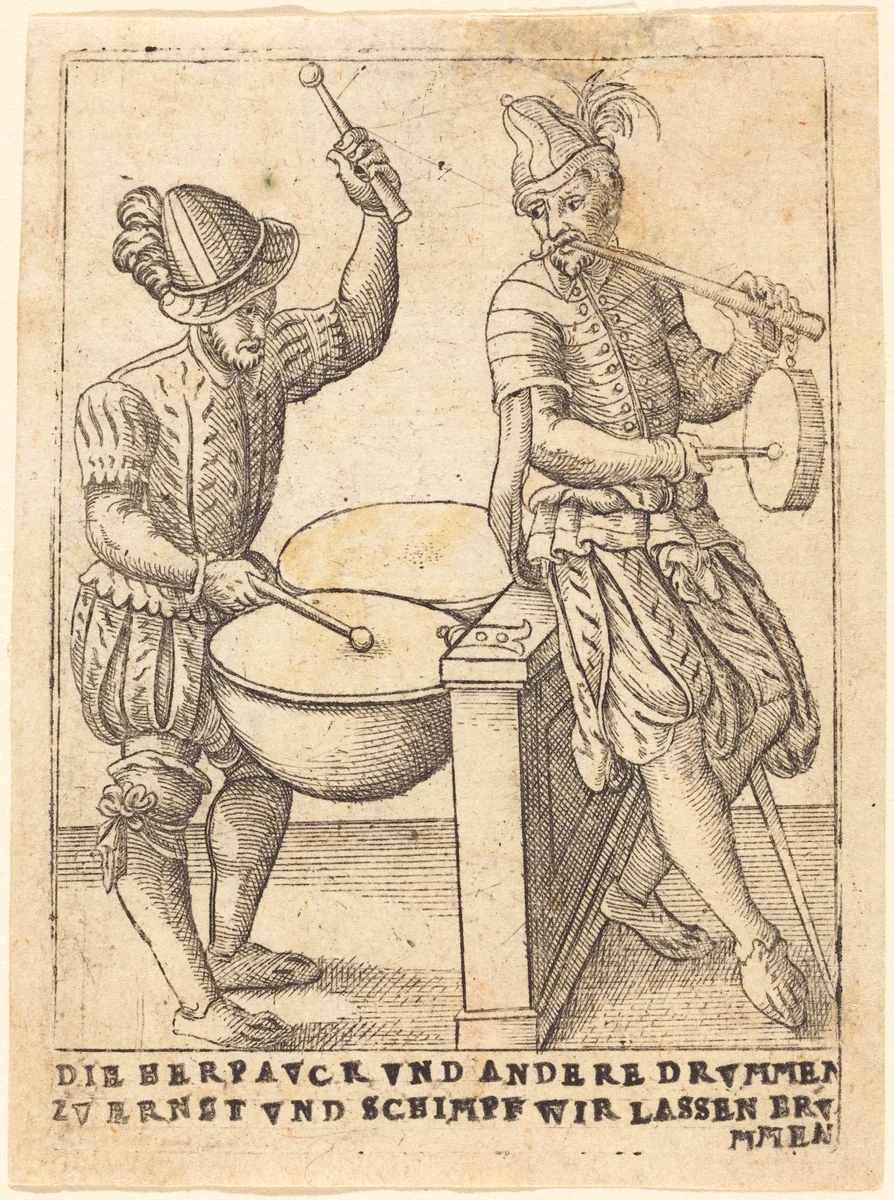 Die Herpavck vnd andere Drvmmen zvernst vnd Schimpf wir lassen ervmmen by German 16th Century, print, 1580