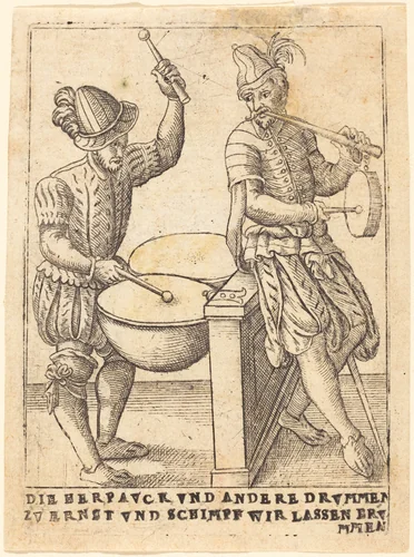 Die Herpavck vnd andere Drvmmen zvernst vnd Schimpf wir lassen ervmmen by German 16th Century, print, 1580