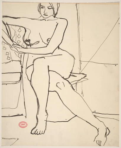 Untitled [seated female nude with legs crossed] by Richard Diebenkorn, drawing, 1955-1967
