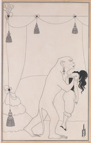 The Murders in the Rue Morgue, for Edgar Allan Poe’s “Tales of Mystery and the Imagination,” Chicago, 1895–96 by Aubrey Beardsley, drawing, 1894