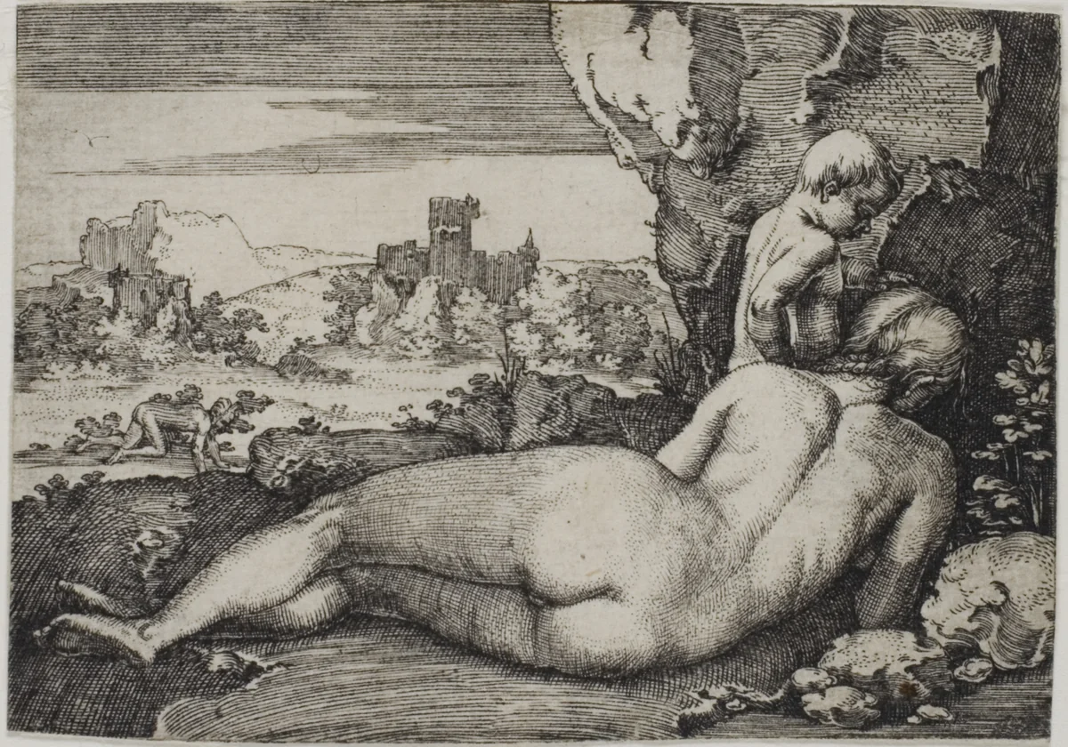 Penance of St. John Chrysostomus by Sebald Beham, print, 1520-1550