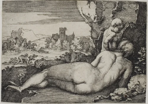 Penance of St. John Chrysostomus by Sebald Beham, print, 1520-1550