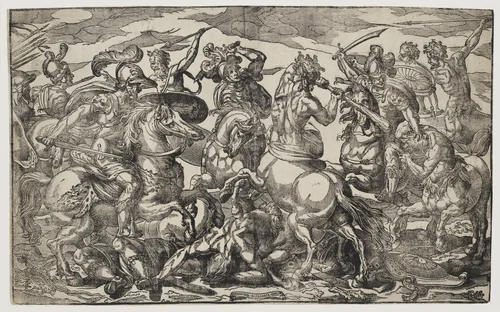Battle of Lapiths and Centaurs by Geronima Parasole, print, 1623