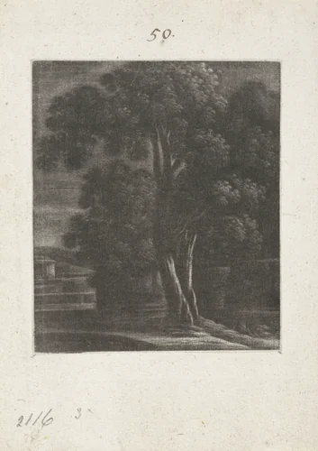 Nachtgezicht met een boom by Wallerant Vaillant, print, 1658-1677