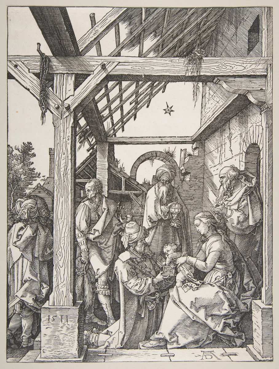 The Adoration of the Magi by Albrecht Dürer, print, 1511